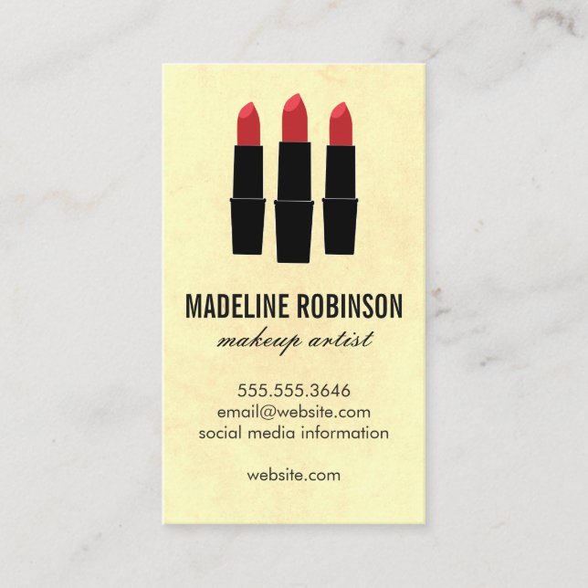 Carte De Visite Lipstick / Artiste maquillage (Devant)