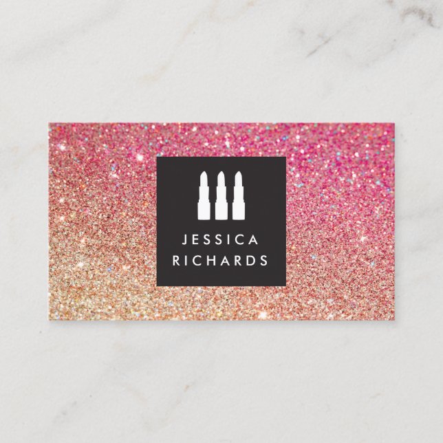 Carte De Visite Lipstick Trio logo maquillage Parties scintillant  (Devant)