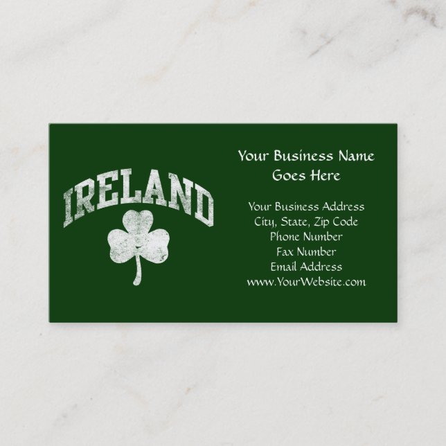 Carte De Visite L'Irlande, fac grunge de shamrock de style (Devant)