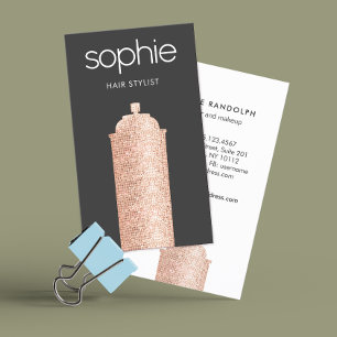 Carte De Visite Liste de cheveux Black Salon Rose Gold Hair Spray