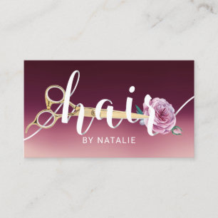 Carte De Visite Liste de cheveux Ciseaux et typographie des fleurs