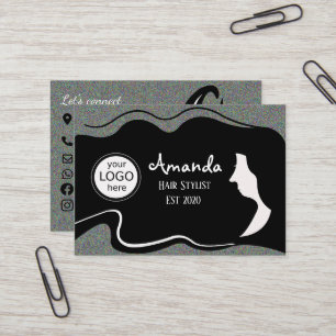 Carte De Visite Liste de cheveux Long cheveux noir