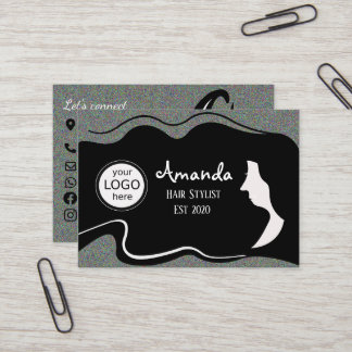 Carte De Visite Liste de cheveux Long cheveux noir