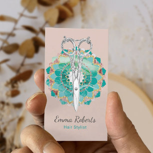 Carte De Visite Liste de cheveux Mandala Flower Cisor Blush Rose