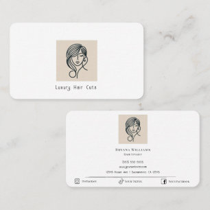 Carte De Visite Liste de cheveux minimaliste moderne Beige blanc m