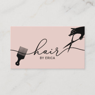 Carte De Visite Liste de cheveux minimaliste Script Blush Rose Sal