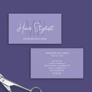 Carte De Visite Liste de cheveux Monogramme Logo violet