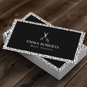 Carte De Visite Liste de cheveux noir et blanc Empreinte de léopar