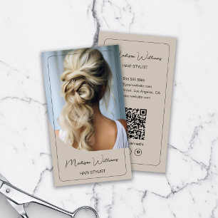 Carte De Visite Liste de cheveux Photo moderne Beige