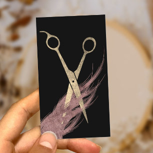 Carte De Visite Liste de cheveux Rose Or cheveux et ciseau moderne