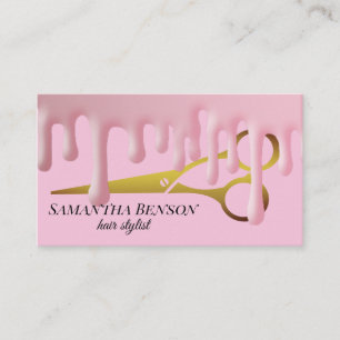 Carte De Visite Liste de cheveux Séchoir rose Golden Scissor Salon