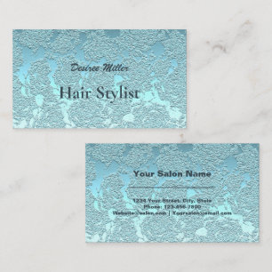 Carte De Visite Liste de cheveux Turquoise vert moderne Floral Met