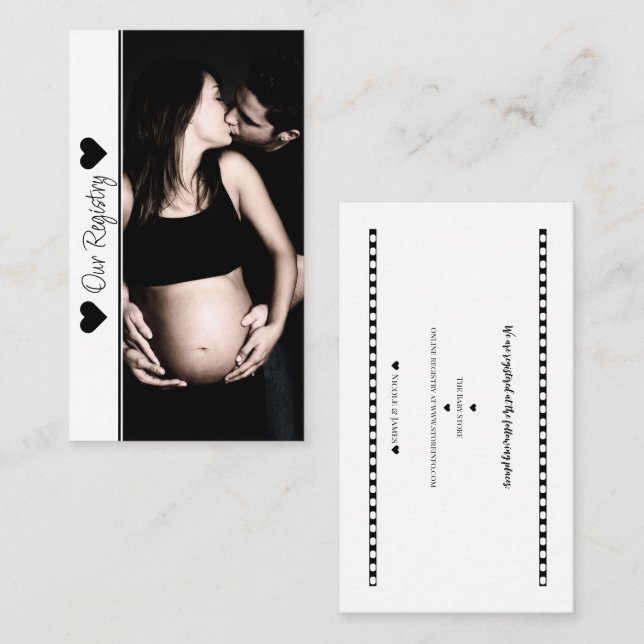 Carte De Visite Liste de naissance minimale pour une baby shower a (Devant / Derrière)