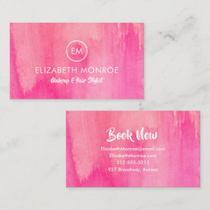Carte De Visite Liste de stylist de maquillage tendance Salon rose