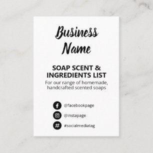 Carte De Visite Liste Des Ingrédients De Sens De Savon Noir Et Bl