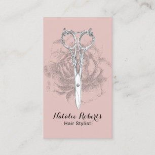 Carte De Visite Liste Vintage des ciseaux et des cheveux de fleurs