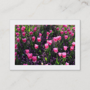 Carte De Visite Lit de Tulipes Roses (bordé)