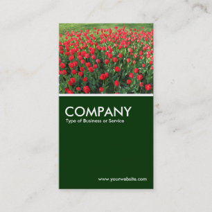 Carte De Visite Lit de Tulipes rouges 01 - Vert foncé
