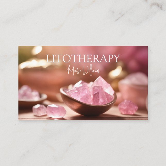 Carte De Visite Litothérapie et pierres de guérison rose quartz ro (Devant)