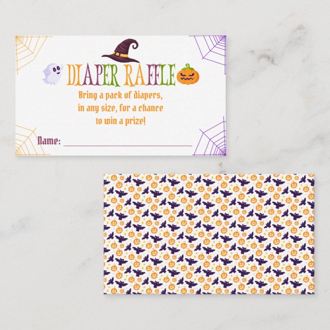 Carte De Visite Little Boo Halloween Baby shower Party (Devant / Derrière)