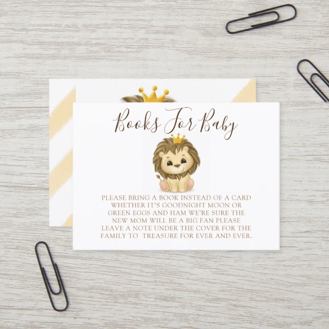 Carte De Visite Little Prince Lion Boy Books For Baby (Devant/Arrière en situation)