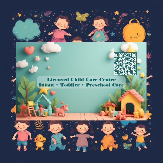 Carte De Visite Little Steps Montessori Day Care QR Code Pastel (Little Steps Montessori Day Care QR Code Pastel Business Card)
