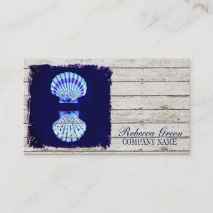 Carte De Visite littorale blanchie à la chaux bois nautique bleu c