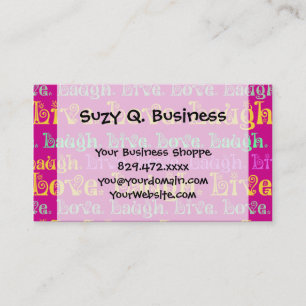 Carte De Visite Live Laugh Love Encourageants Mots Hot Pink Fuchsi