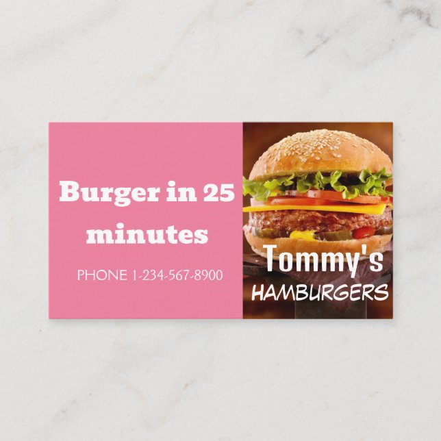 Carte De Visite Livraison de hamburger Remise Offre de vente Affai (Devant)