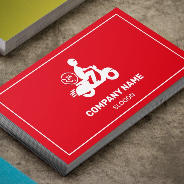 Carte De Visite Livraison Professionnelle Red & White Modern (Créateur téléchargé)