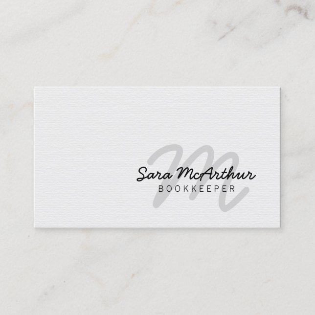 Carte De Visite Livre blanc comptable Finance Livre blanc Monogram (Devant)