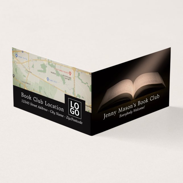 Carte De Visite Livre ouvert, Club du livre détaillé (Extérieur)