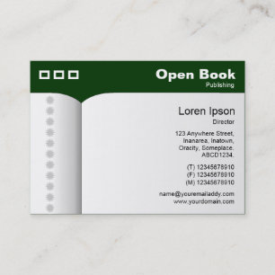 Carte De Visite Livre ouvert - Vert foncé 003300