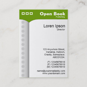 Carte De Visite Livre ouvert (vertical) - Vert
