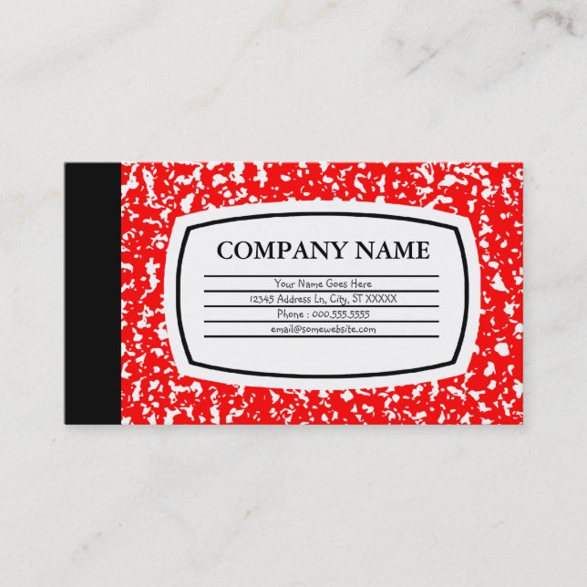 Carte De Visite livre rouge de composition (Devant)