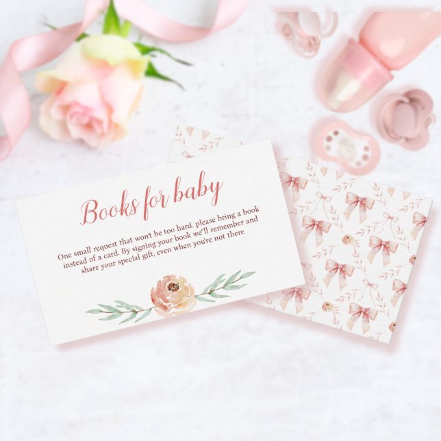 Carte De Visite Livres Coquette Bow et Florals pour Baby Card (Créateur téléchargé)