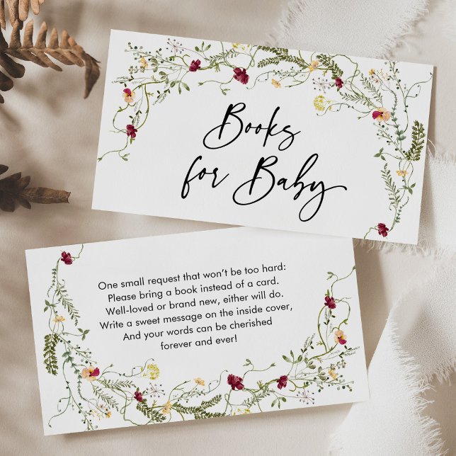 Carte De Visite Livres Fleurs sauvages Boho Pour Baby Encape Card (Créateur téléchargé)