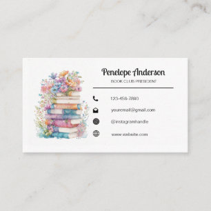 Carte De Visite Livres Floral Watercolor