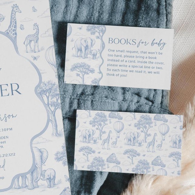 Carte De Visite Livres pour Bébé Toile De Jouy Safari Baby Shower (Créateur téléchargé)