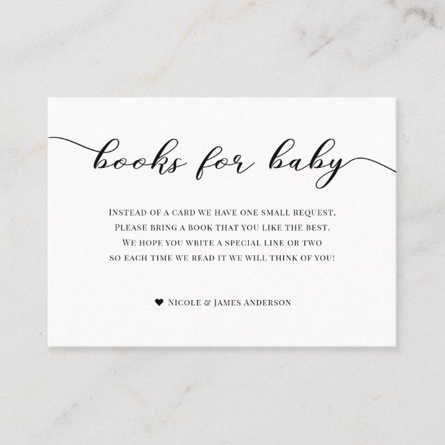 Carte De Visite Livres pour boîtier de Baby shower noir blanc plaq (Devant)