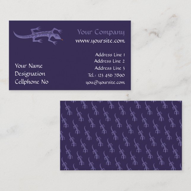 Carte De Visite Lizard Mauve (Devant / Derrière)