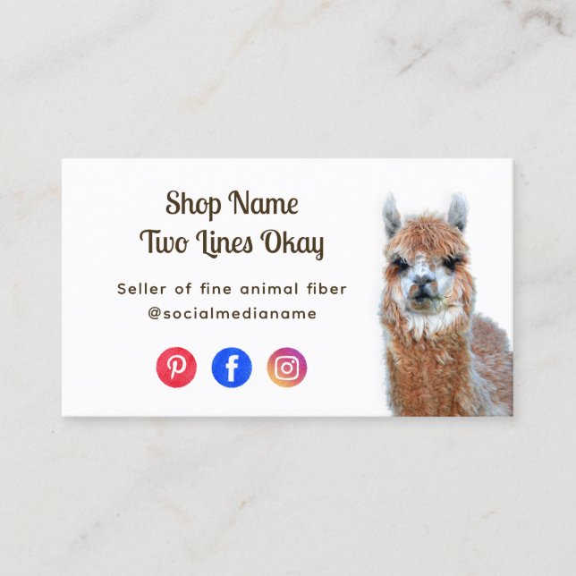 Carte De Visite Llama Online Business Fiber Knitting (Devant)