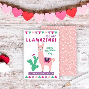 Carte De Visite Llamazing Rose Llama Girls Classroom Valentines