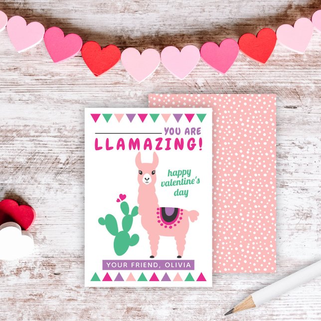 Carte De Visite Llamazing Rose Llama Girls Classroom Valentines (Créateur téléchargé)