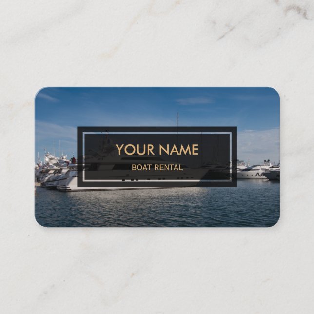 Carte De Visite Location de bateau (photo élégante recouverte) (Devant)