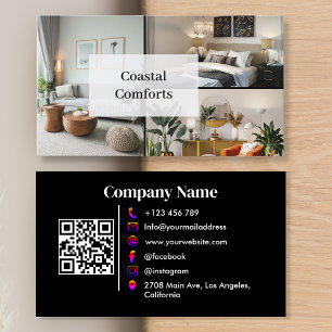 Carte De Visite Location de vacances en noir Guest House QR Code