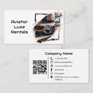 Carte De Visite Location de voiture de luxe moderne blanc QR Code 