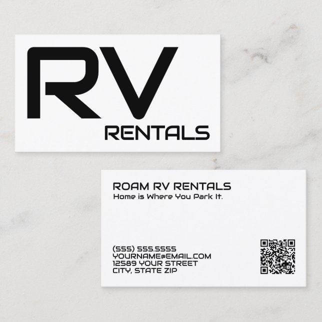 Carte De Visite Location 🚐 RV QR personnalisée (Devant / Derrière)