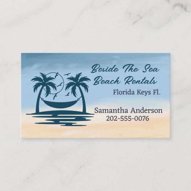 Carte De Visite Location Vacances Plage Palm Tree (Devant)