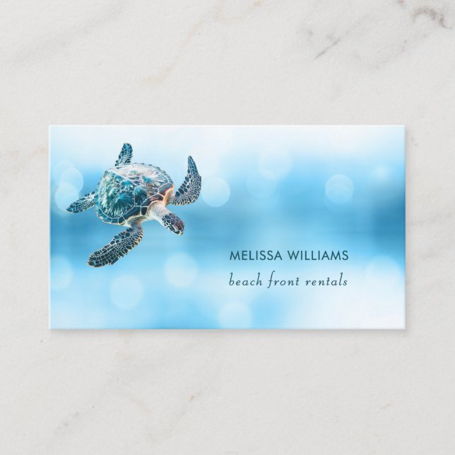 Carte De Visite Locations de bord de mer en 3D Turtle Beach  (Devant)